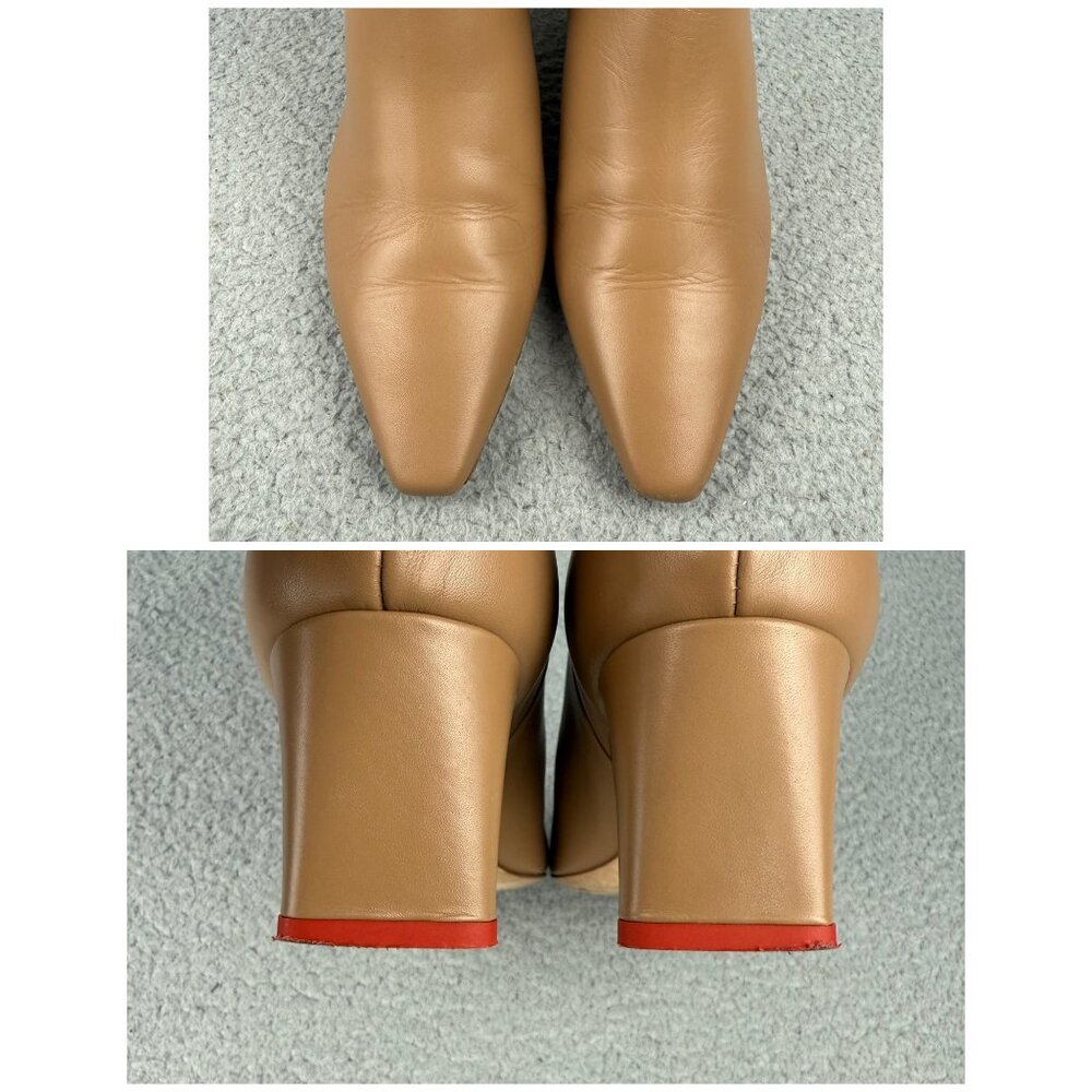 Aeyde Boots Womens 8 / EU 39 Shoes Tan Brown Ivy Leather Ankle Zip Booties Heels - Picture 9 of 11